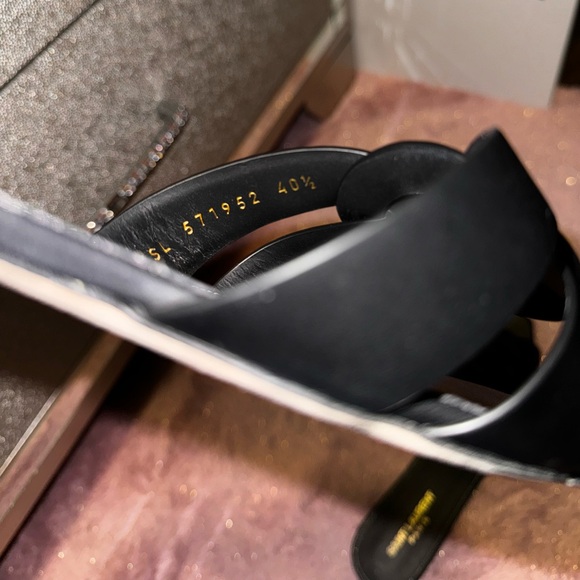 Saint Laurent Tribute Leather Mules Slides Sandals EU 40.5 - Picture 6 of 12